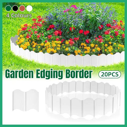 20PCS Garden Edging Fence Decorative Plastic Lawn Border Panels Landscaping - White - Mekamart Australia