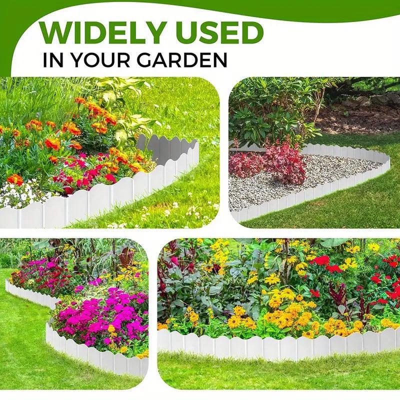 20PCS Garden Edging Fence Decorative Plastic Lawn Border Panels Landscaping - White - Mekamart Australia
