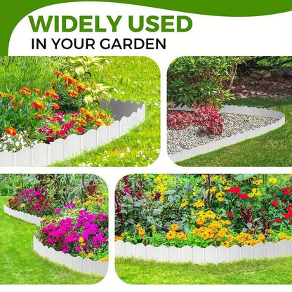 20PCS Garden Edging Fence Decorative Plastic Lawn Border Panels Landscaping - White - Mekamart Australia