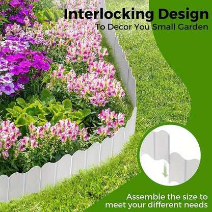 20PCS Garden Edging Fence Decorative Plastic Lawn Border Panels Landscaping - White - Mekamart Australia