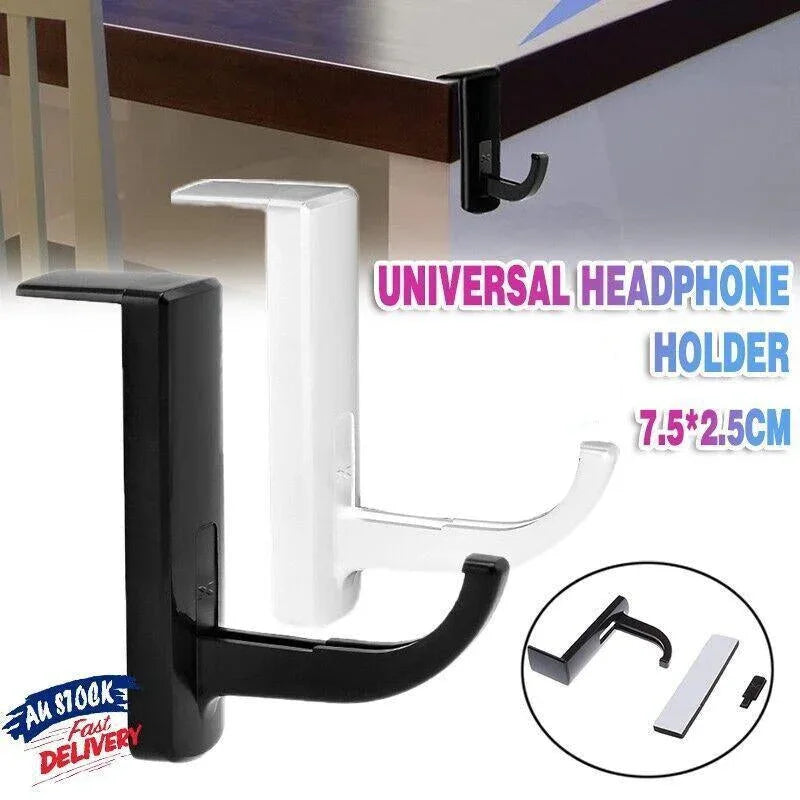 Universal Headphone Hook Desk Edge Mount Adhesive Headset Holder - White - Mekamart Australia