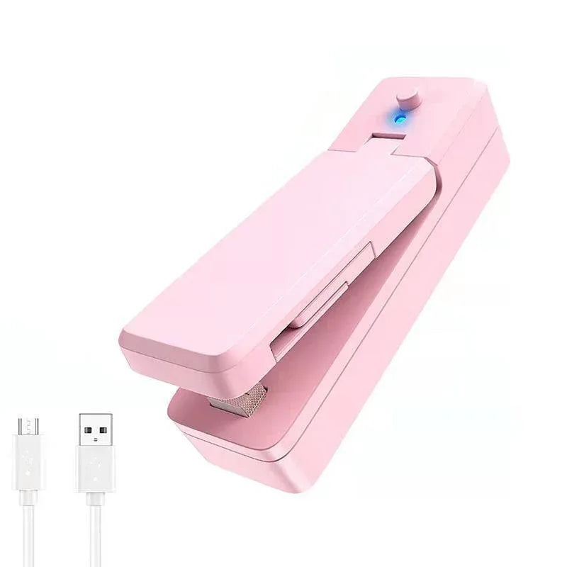 Portable Mini Heat Sealing Machine USB Rechargeable Food Sealer Plastic Bag - Pink - Mekamart Australia