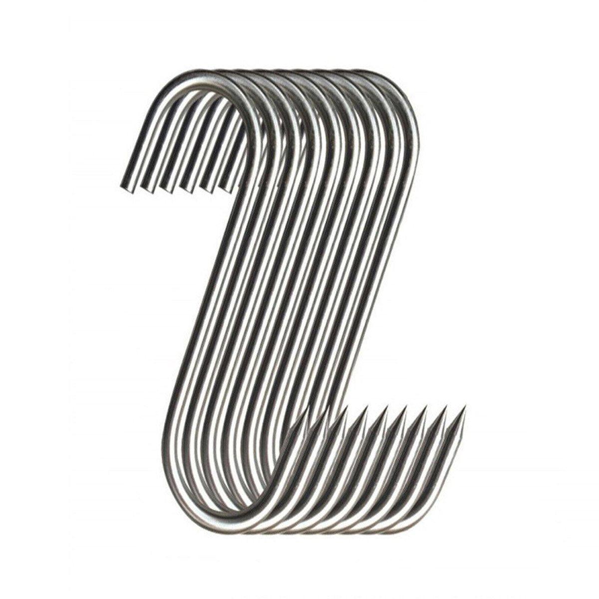 10PCS Steel S Meat Hooks for Beef Pork Lamb Roast Duck BBQ Grill Oven Hanging - L