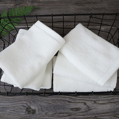 6PCS Hotel Cotton Face Towel White Soft Square Cloth Beauty Salon KTV Thick Wash - 35x35cm-Patternless-70g