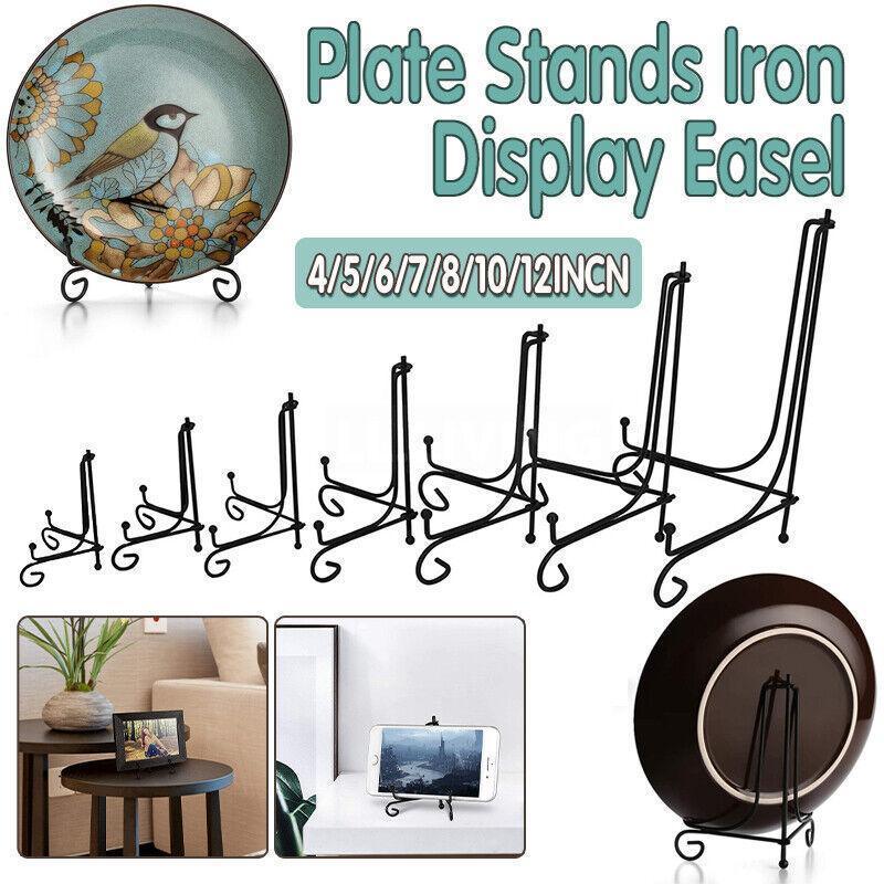 Plate Stands Iron Display Easel Photo Picture Bowl Dish Book Holder Frame Black - 10 Inch - Mekamart Australia