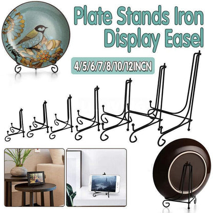 Plate Stands Iron Display Easel Photo Picture Bowl Dish Book Holder Frame Black - 10 Inch - Mekamart Australia