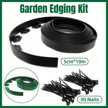 L Shaped Garden Edging Border Landscape Grass Lawn Stone Edge Fence Strip - Black