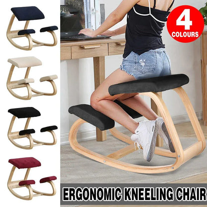 Ergonomic Kneeling Chair Rocking Office Desk Stool Upright Posture Support Seat - Beige - Mekamart Australia