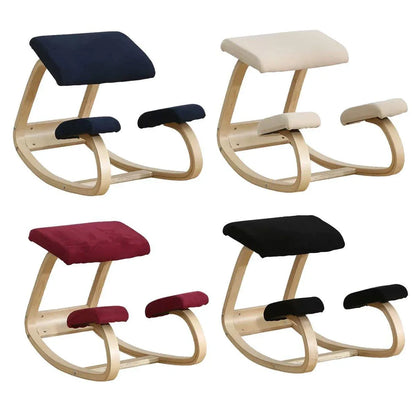 Ergonomic Kneeling Chair Rocking Office Desk Stool Upright Posture Support Seat - Beige - Mekamart Australia