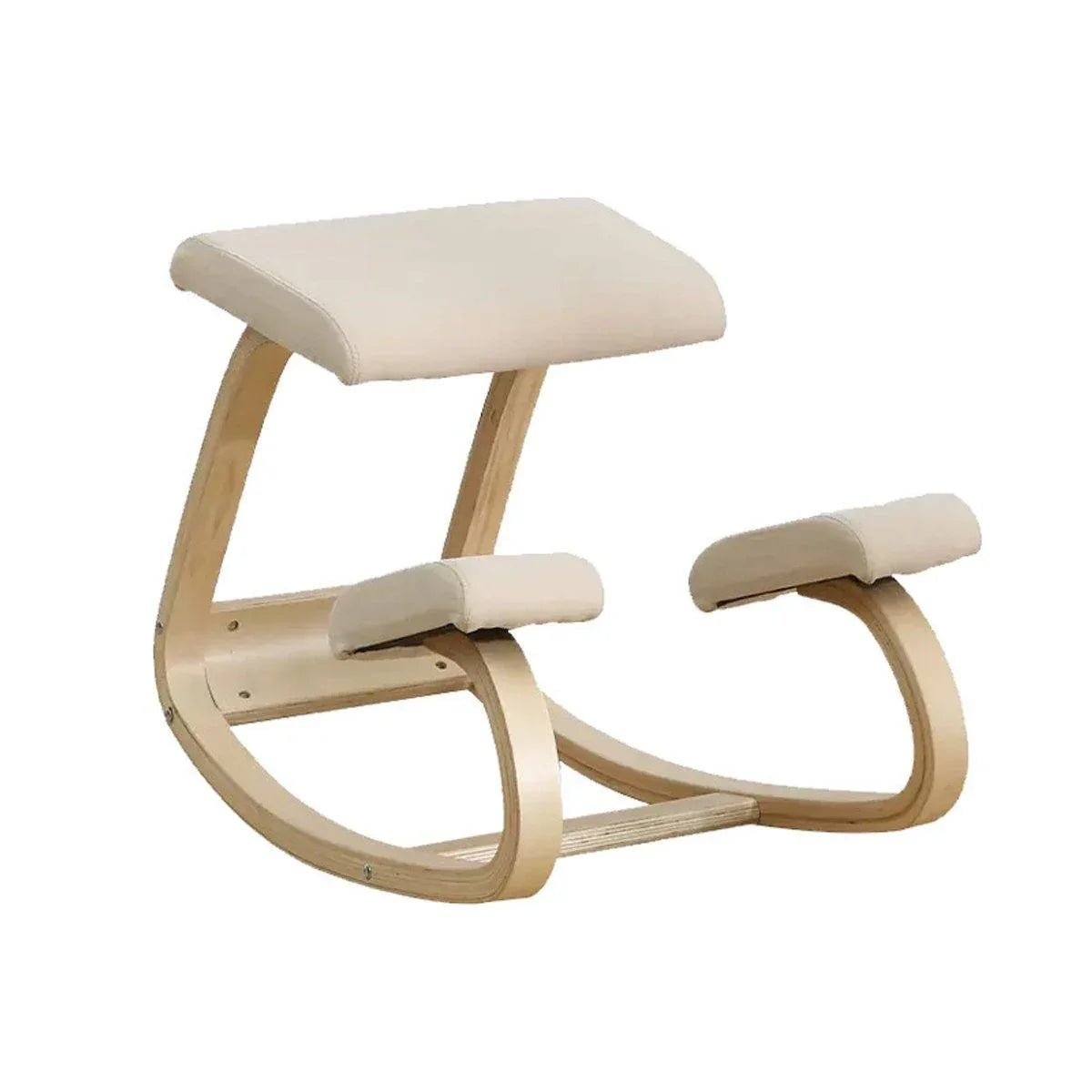 Ergonomic Kneeling Chair Rocking Office Desk Stool Upright Posture Support Seat - Beige - Mekamart Australia