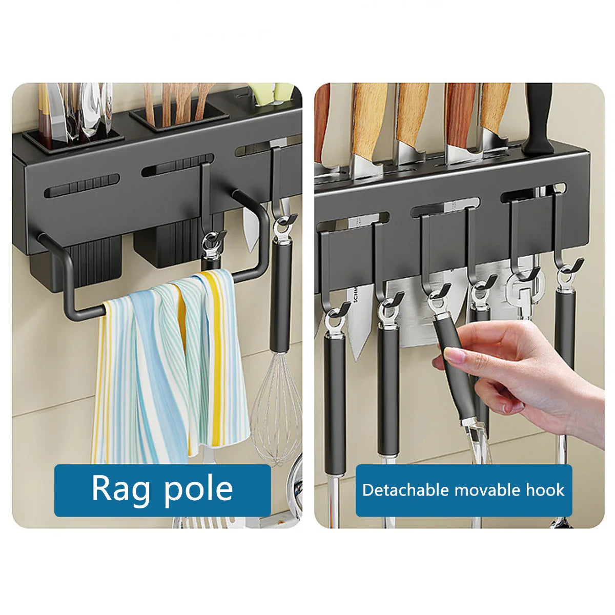 Stainless Steel Kitchen Utensil Storage Rack Organiser Knife Pan Holder Shelves - Mekamart Australia