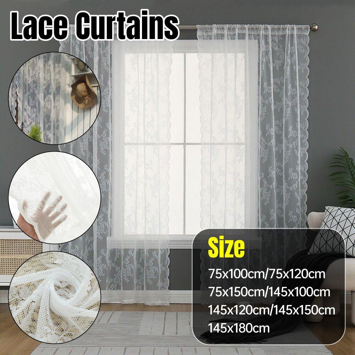 Elegant Lace Curtain Bedroom Window Door Screen Privacy Window Decor - 75*120cm