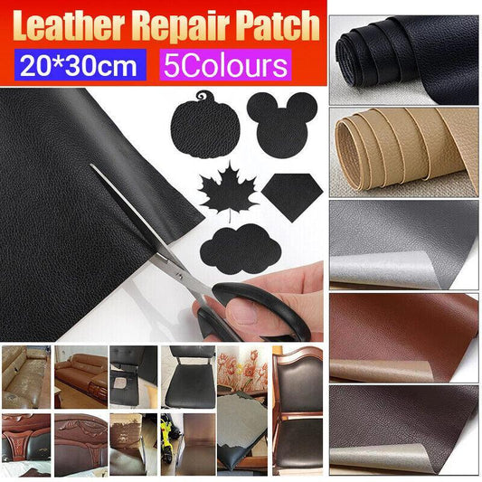 2X Self Adhesive Leather Repair Patches Kit for Sofa Couch Auto Interior Use - Khaki