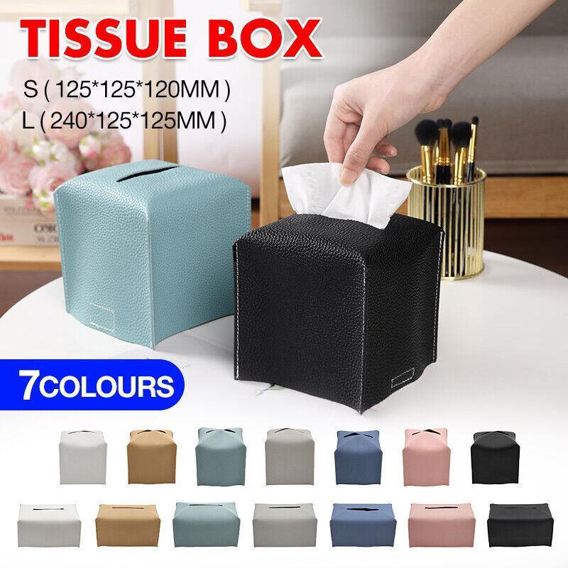 Large Size Tissue Box Dispenser Paper Holder Napkin Case Pu Leather Cover - Green