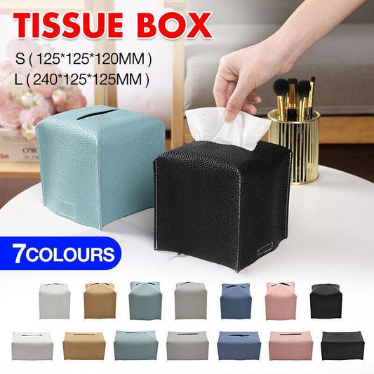 Large Size Tissue Box Dispenser Paper Holder Napkin Case Pu Leather Cover - Green