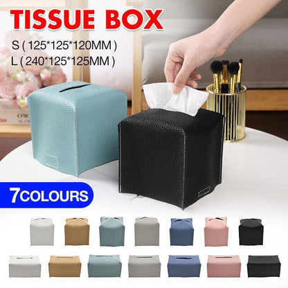 Large Size Tissue Box Dispenser Paper Holder Napkin Case Pu Leather Cover - Pink