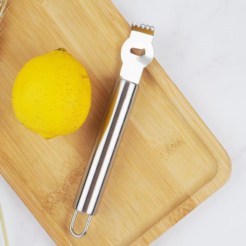 Lemon Zester Grater Knife Tool Stainless Steel with Channel Garnish Citrus Lime - Black