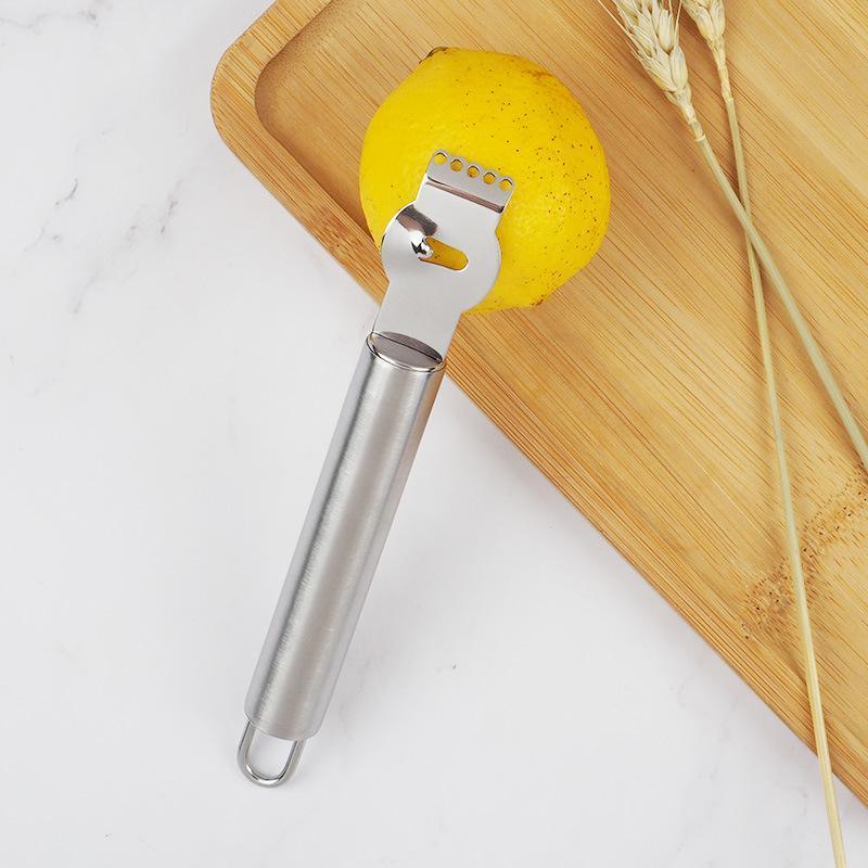 Lemon Zester Grater Knife Tool Stainless Steel with Channel Garnish Citrus Lime - Black