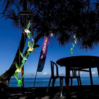 Wind Chimes Solar Powered Led Lights Changing Hanging Garden Yard Outdoor Decor - Dragonfly