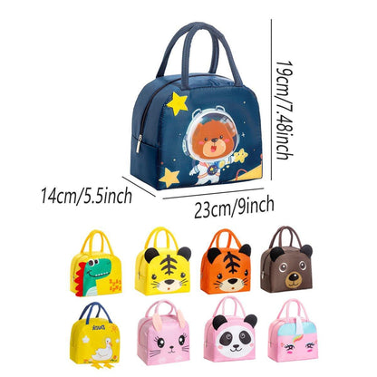 3D Bento Lunch Bag Cartoon Handbag Insulated Food Box Bag for Students LunchTote - Pink Rabbit