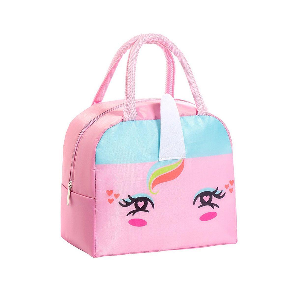 3D Bento Lunch Bag Cartoon Handbag Insulated Food Box Bag for Students LunchTote - Pink Panda