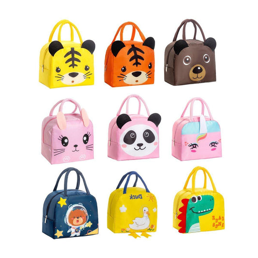 3D Bento Lunch Bag Cartoon Handbag Insulated Food Box Bag for Students LunchTote - Yellow Dinosaur