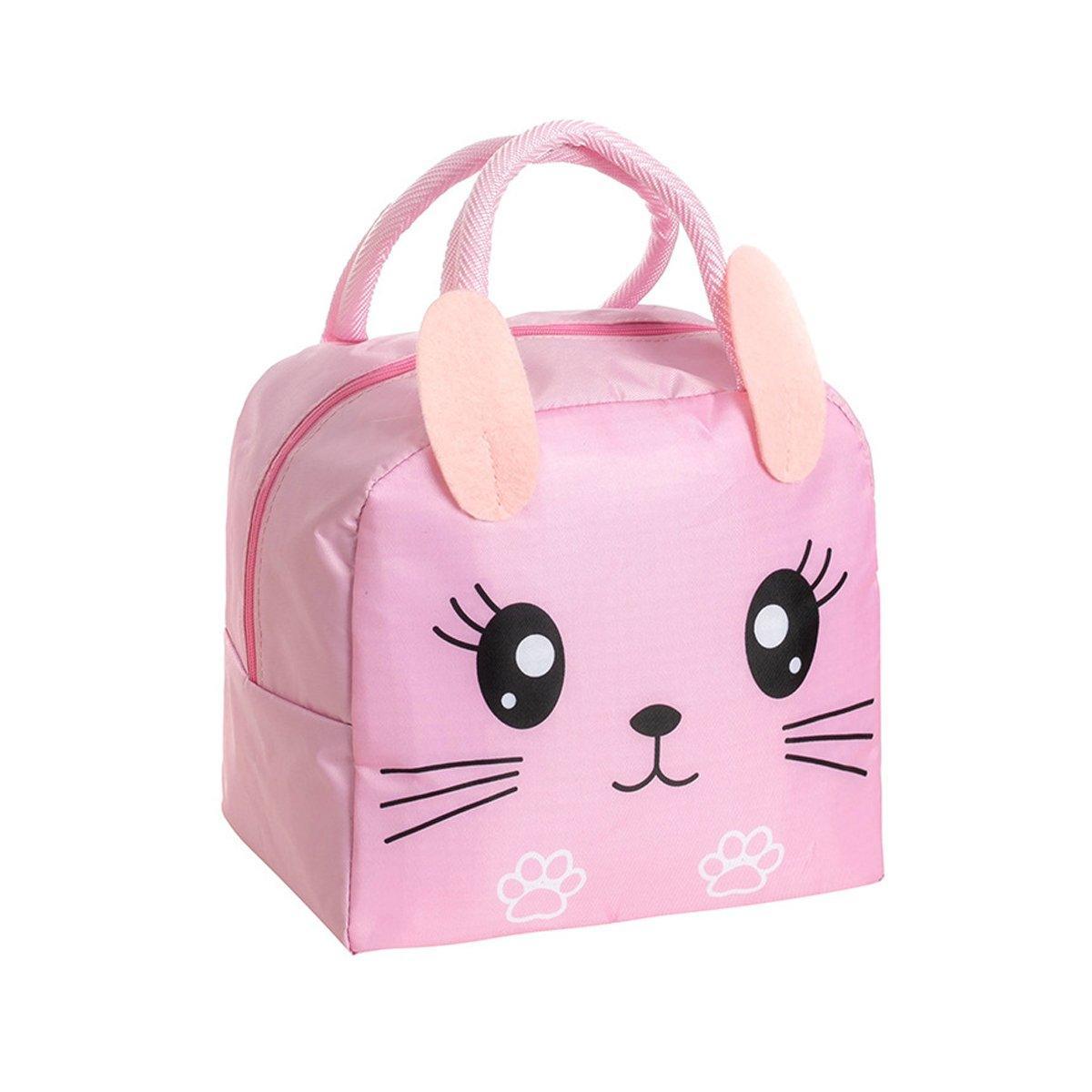 3D Bento Lunch Bag Cartoon Handbag Insulated Food Box Bag for Students LunchTote - Coffee Bear