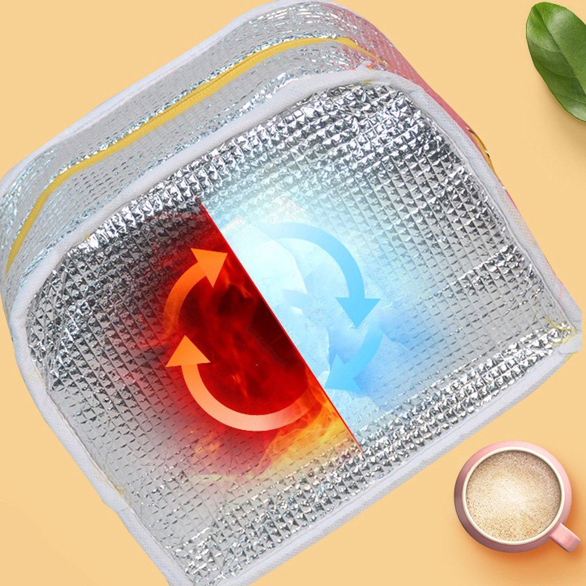 Cute 3D Cartoon Insulated Lunch Bag Oxford Fabric Bento Tote for School Use - Rose Kitten