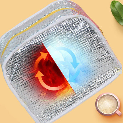 Cute 3D Cartoon Insulated Lunch Bag Oxford Fabric Bento Tote for School Use - Rose Kitten