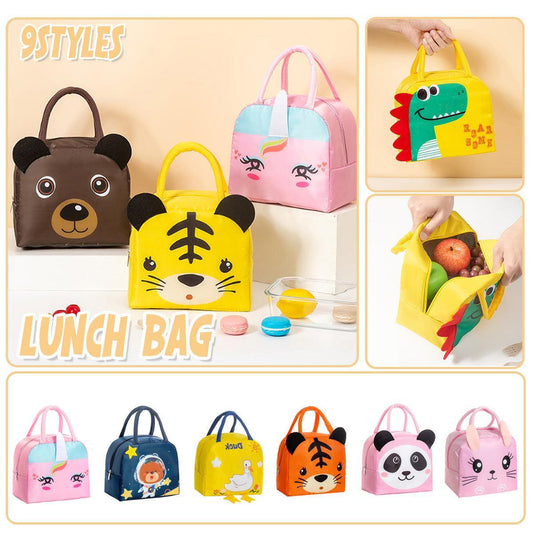 3D Bento Lunch Bag Cartoon Handbag Insulated Food Box Bag for Students LunchTote - Navy Blue Space Bear