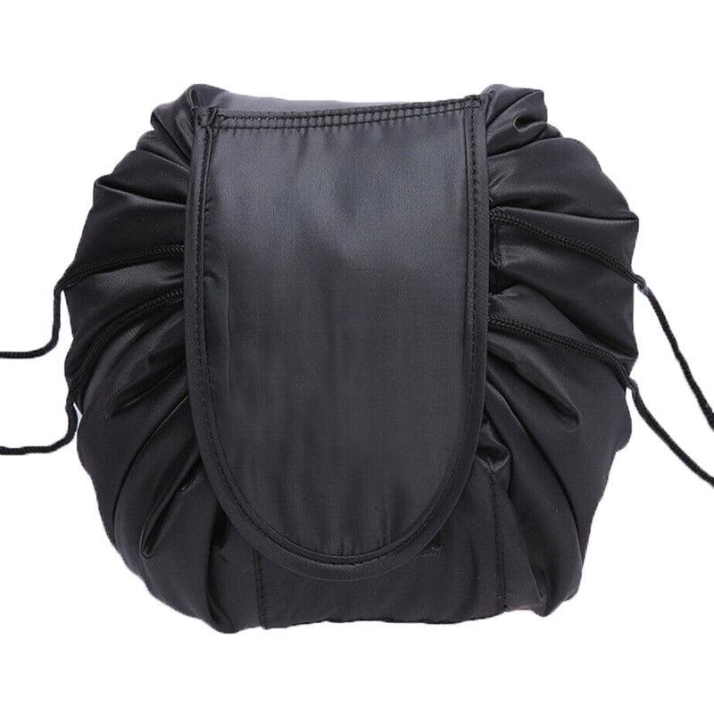 Portable Travel Makeup Bag Drawstring Cosmetic Pouch Lazy Storage Organiser Case - Orange Flower