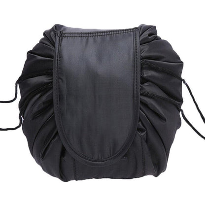 Portable Travel Makeup Bag Drawstring Cosmetic Pouch Lazy Storage Organiser Case - Orange Flower