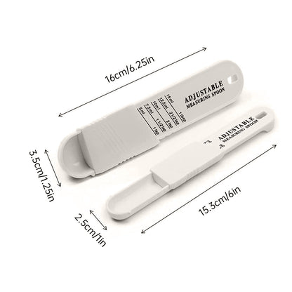 2PCS Adjustable ml Gram Plastic Measuring Spoon Scale Kitchen For Metering Spoon - White