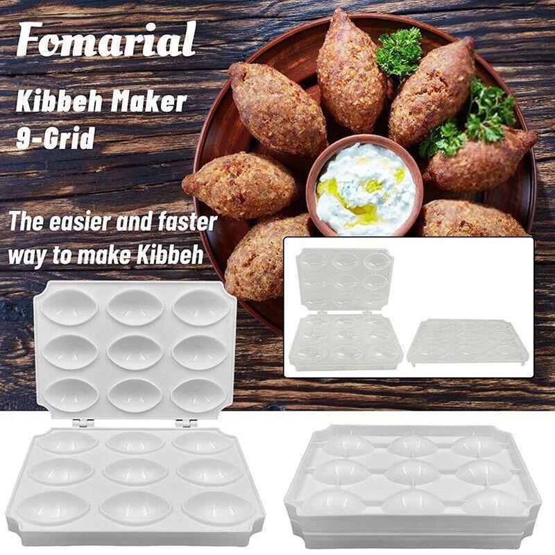 Meatball Maker Manual Meatloaf Mold Kibbeh Maker Press Minced Processor Tool - 9 Holes White