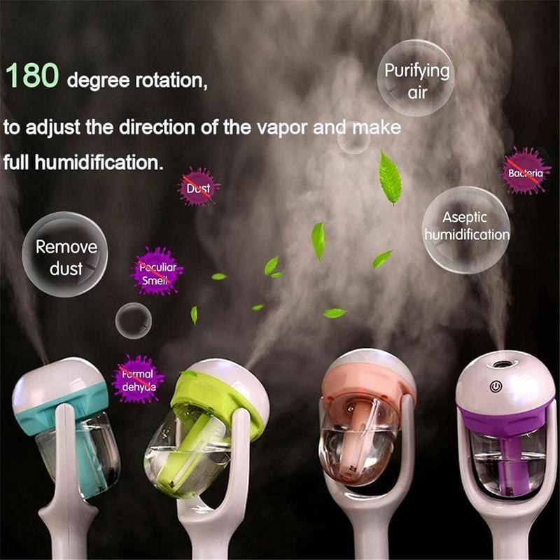 Mini Car Air Humidifier Essential Oil Diffuser Ultrasonic Aroma Mist Purifier - Purple