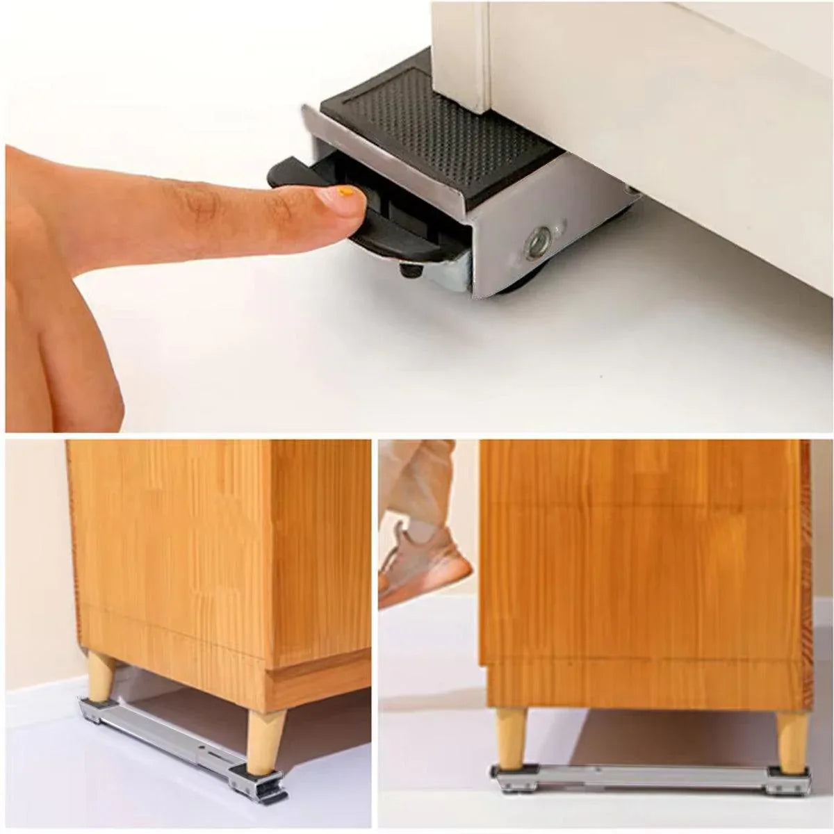 2pcs Adjustable Refrigerator Washing Machine Base Stand Movable Support Shelf - Grooved - Mekamart Australia