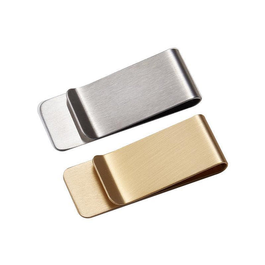Clip Note Business Card Holder Stainless Steel Mens Wallet Metal - Gold