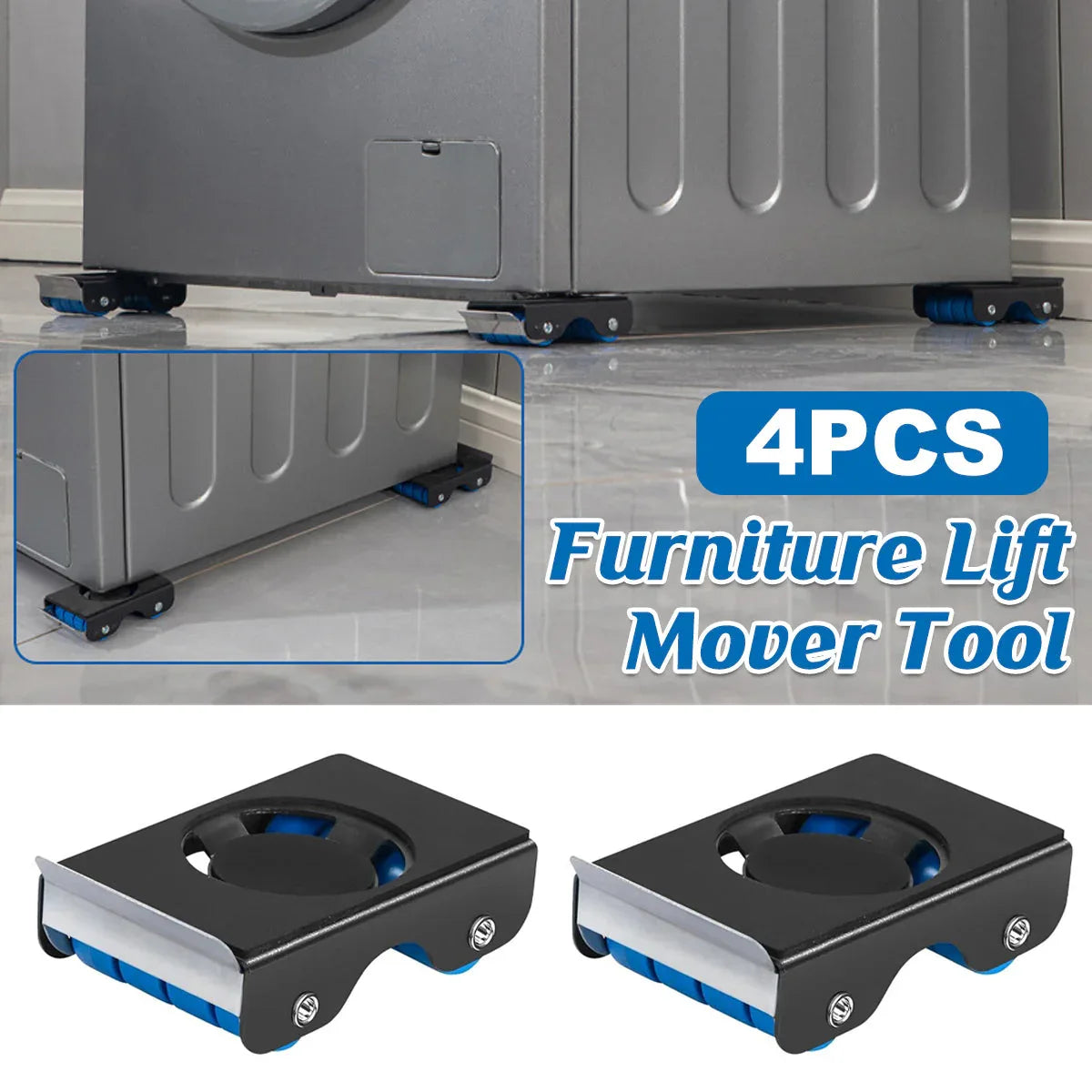 4pcs Movable Washing Machine Stand Furniture Moving Bracket Appliance Roller - Mekamart Australia