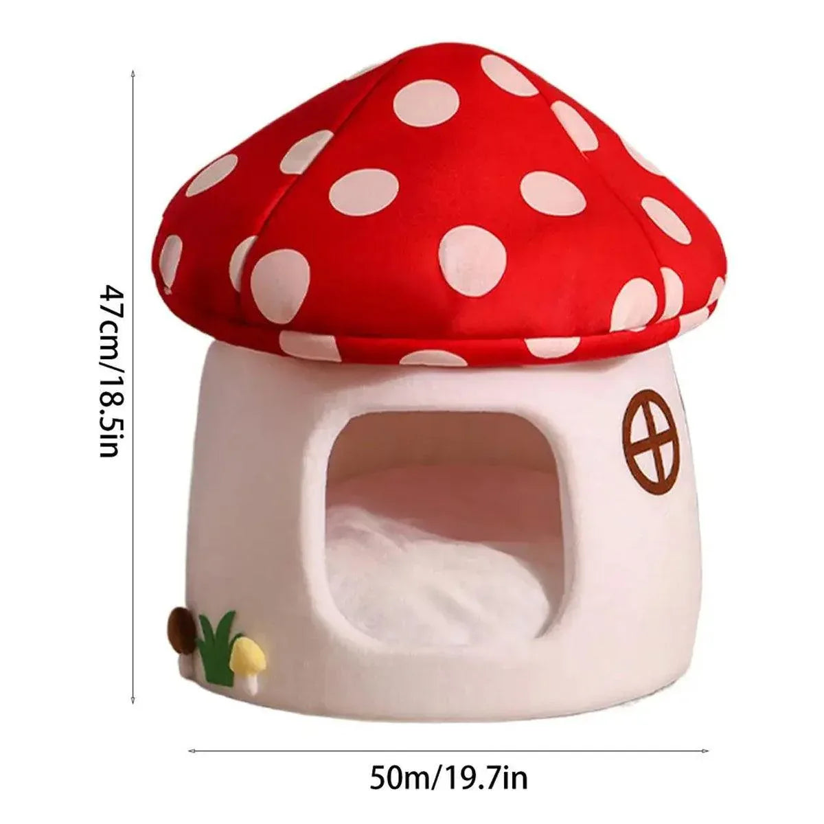 Winter Mushroom Cat House Cozy Sleeping Pet Bed for Cats Indoor Warm Pet House - Mekamart Australia
