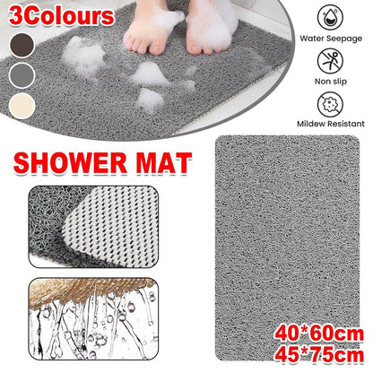 Anti Slip Bathroom Mat Non Slip Shower Floor Mat Quick Dry Soft Comfortable Rug - Grey-40x60cm