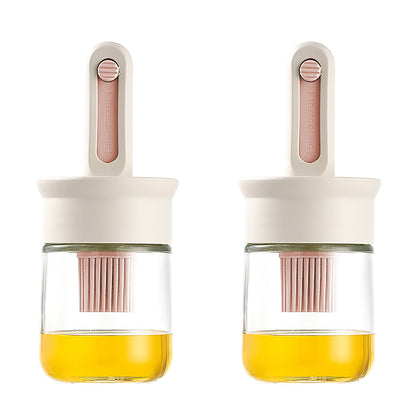 2pcs Glass Oil Bottles with Silicone Brush for Kitchen Cooking Oil Dispenser Set