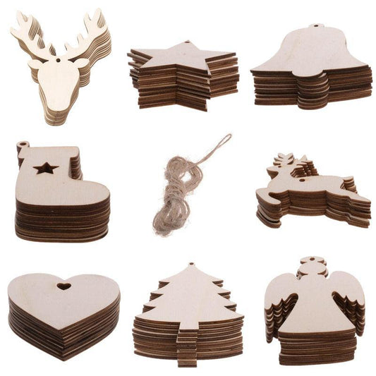 Wooden Christmas Hanging Ornament for Tree DIY Craft Decoration 10pcs - Deer02