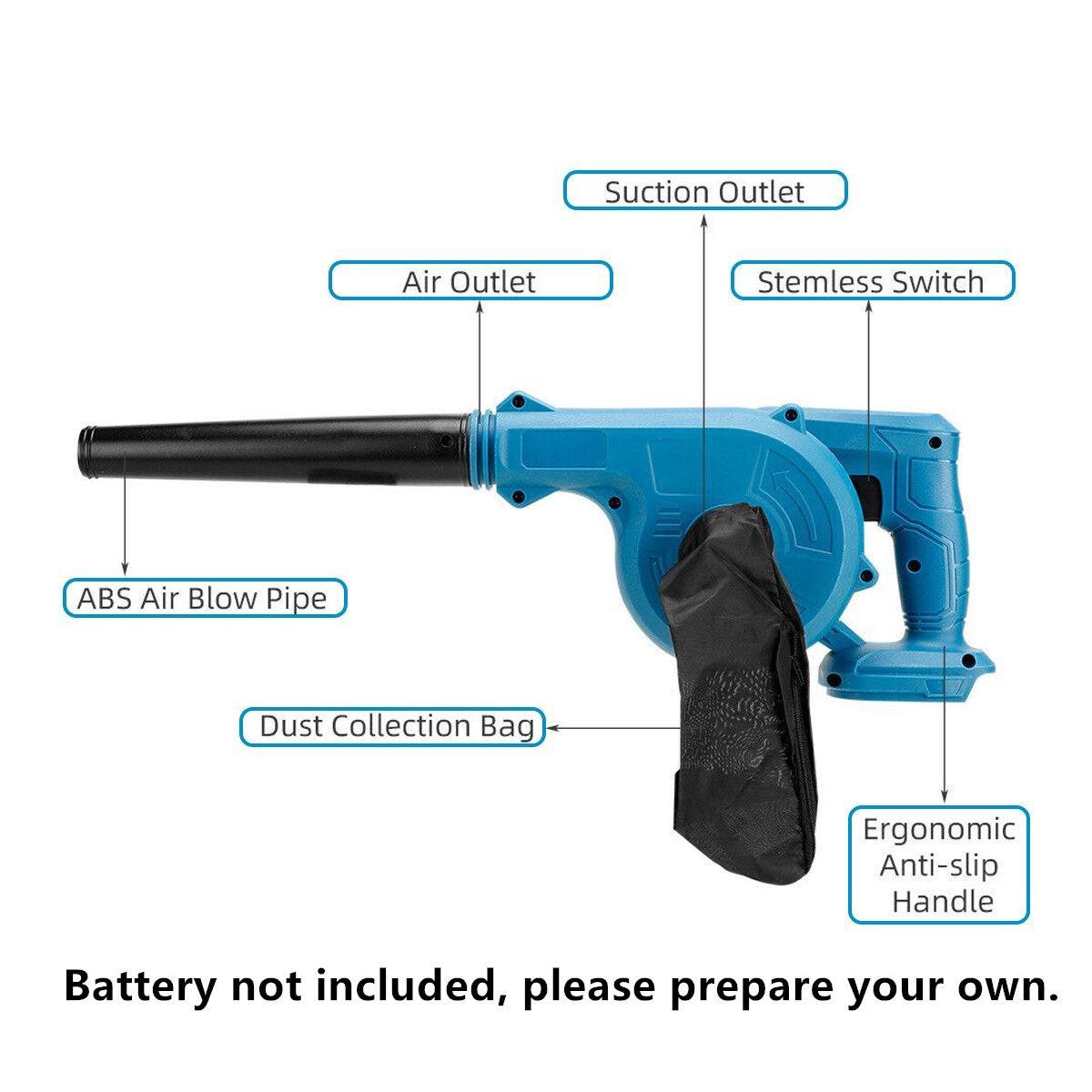 Portable Cordless Air Blower Leaf Dust Tool 1080W 19000 RPM Li-ion Battery
