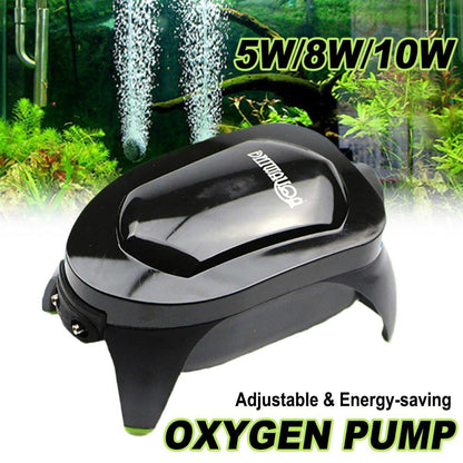 Quiet Fish Tank Oxygen Pump Aquarium Air Stone Aerator Oxygenator Water Filter - 8W