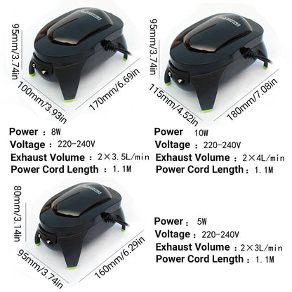 Quiet Fish Tank Oxygen Pump Aquarium Air Stone Aerator Oxygenator Water Filter - 8W