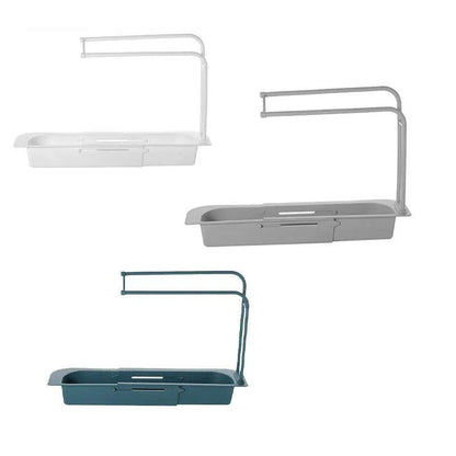 Telescopic Sink Rack Holder Expandable Storage Drain Basket Home Kitchen Kit - Grey - Mekamart Australia