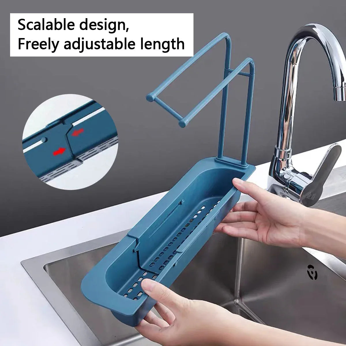 Telescopic Sink Rack Holder Expandable Storage Drain Basket Home Kitchen Kit - Grey - Mekamart Australia