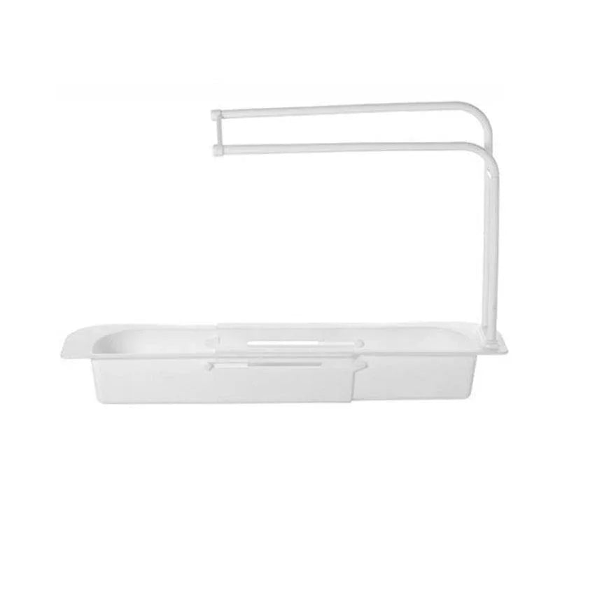 Telescopic Sink Rack Holder Expandable Storage Drain Basket Home Kitchen Kit - White