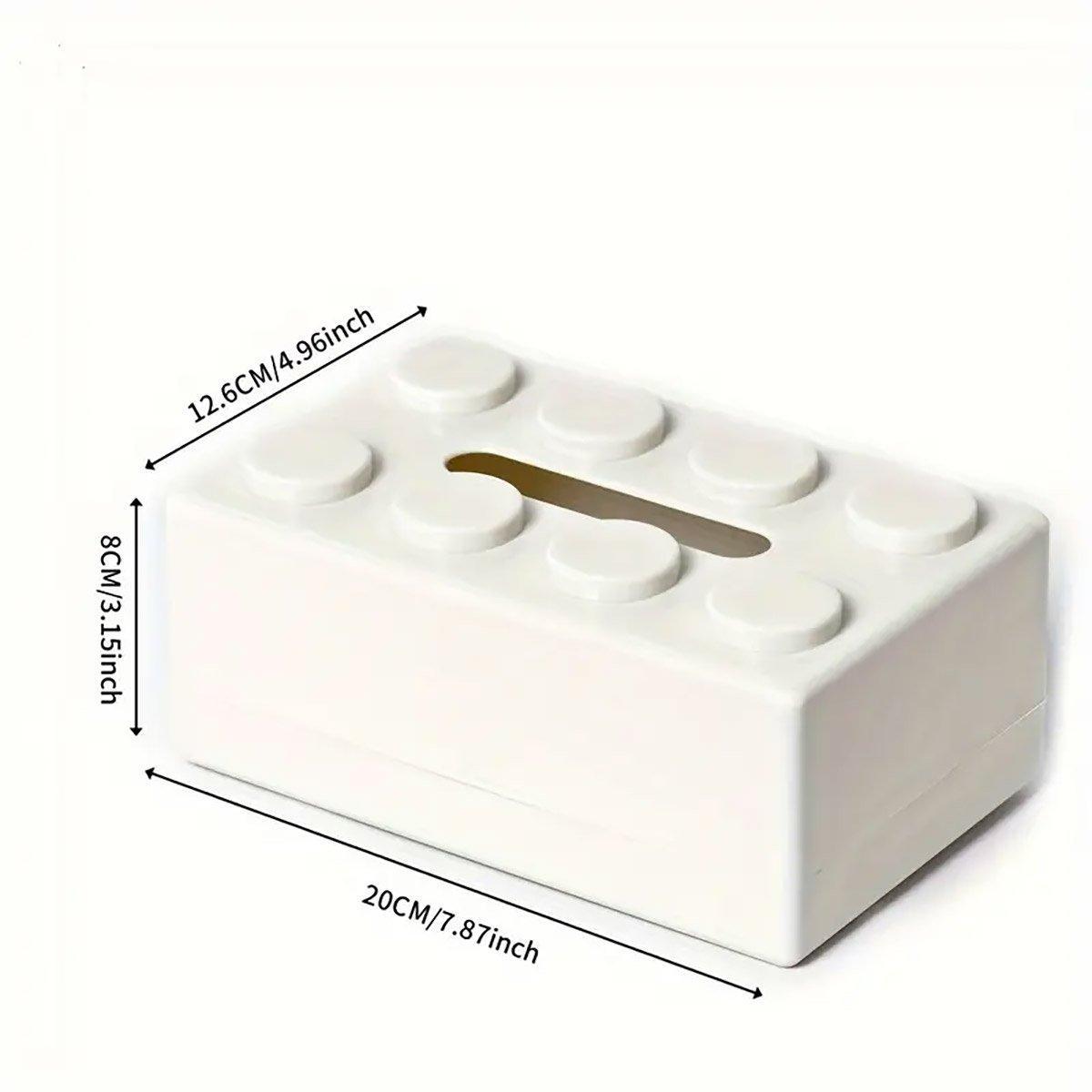 Tissue Box Cover Creative Building Block Cute Napkin Dispenser Holder Home Decor - White