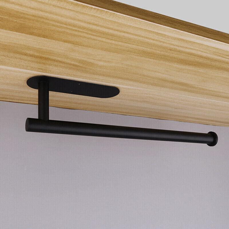 Kitchen Hanger Paper Roll Cabinet Towel Holder Organizer Rack Shelf Wall Adhesive - Black - Mekamart Australia